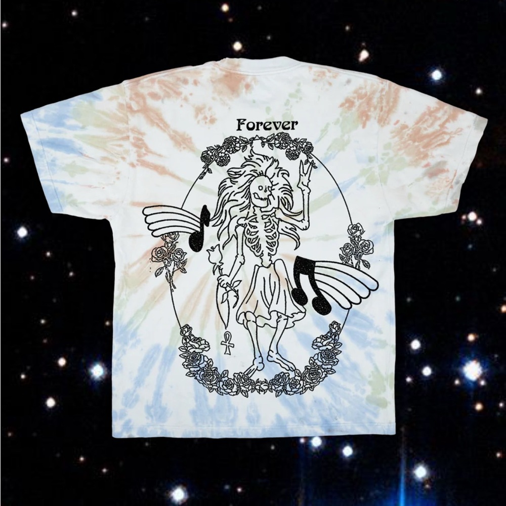 ONLINE CERAMICS- NEW- Tie-Dye Jerry Garcia ROSEBUD Graphic T-Shirt - Picture 2 of 11